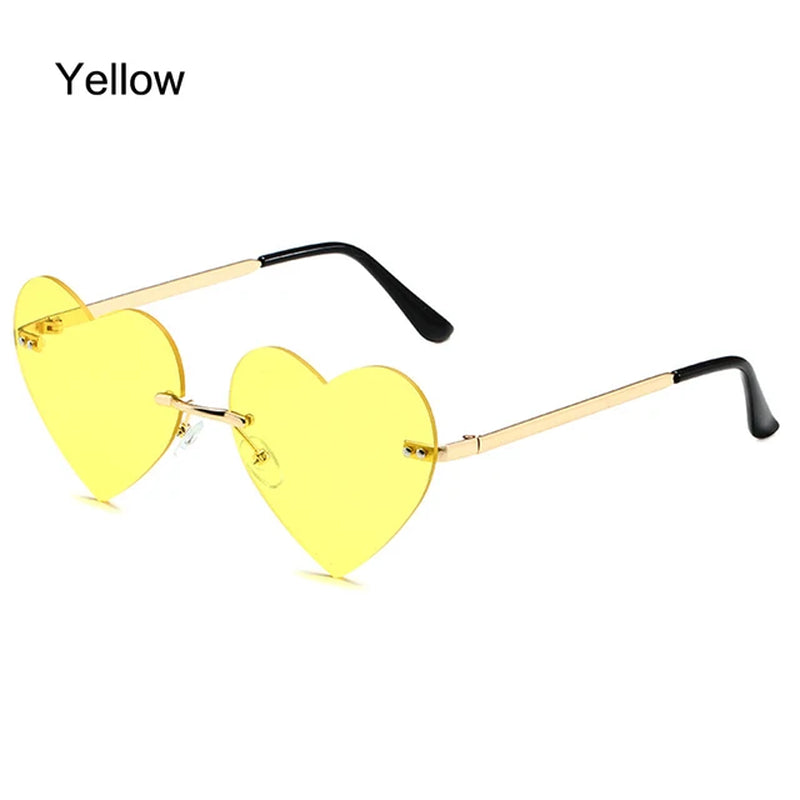 Heart Shape Fire Flame Sunglasses Wave Rimless Narrow Retro UV 400 Streetwear Vintage Eyeglasses Cycling Outdoor Sun Glasses